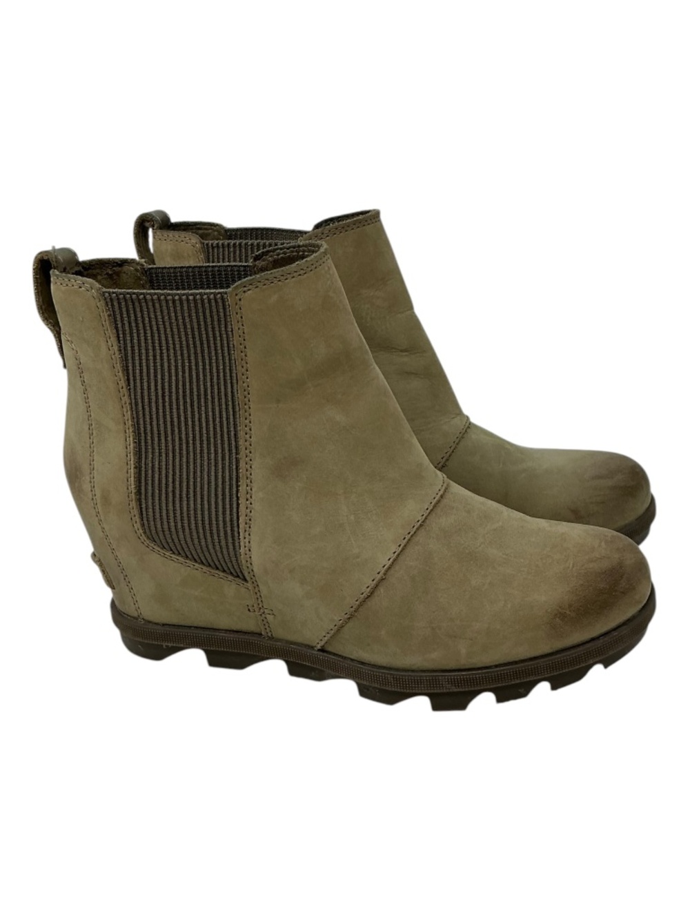 Sorel Joan of Arctic Wedge II Chelsea Boots Tan Waterproof Leather 9.5
